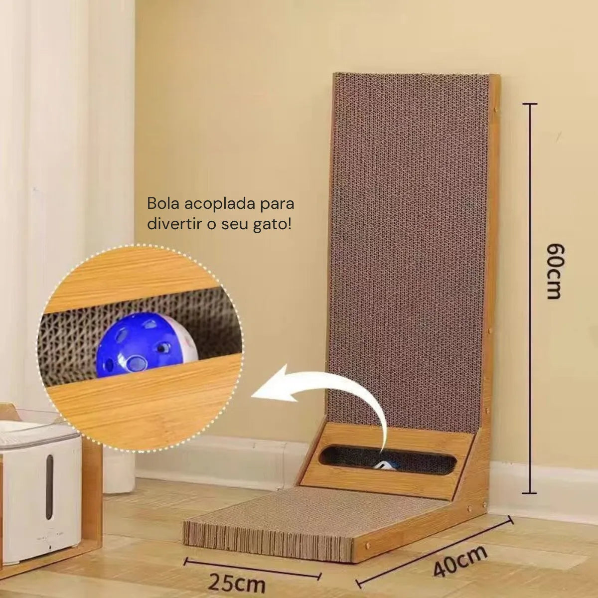 Arranhador de Madeira para Gatos com Bola Acoplada Gatz