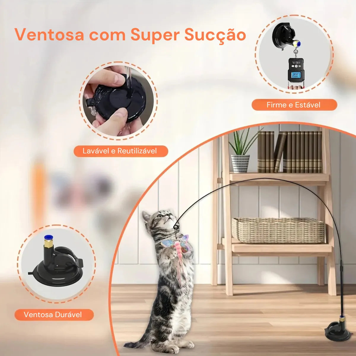 Brinquedo para Gatos Varinha de Pena com Sucção Gatz