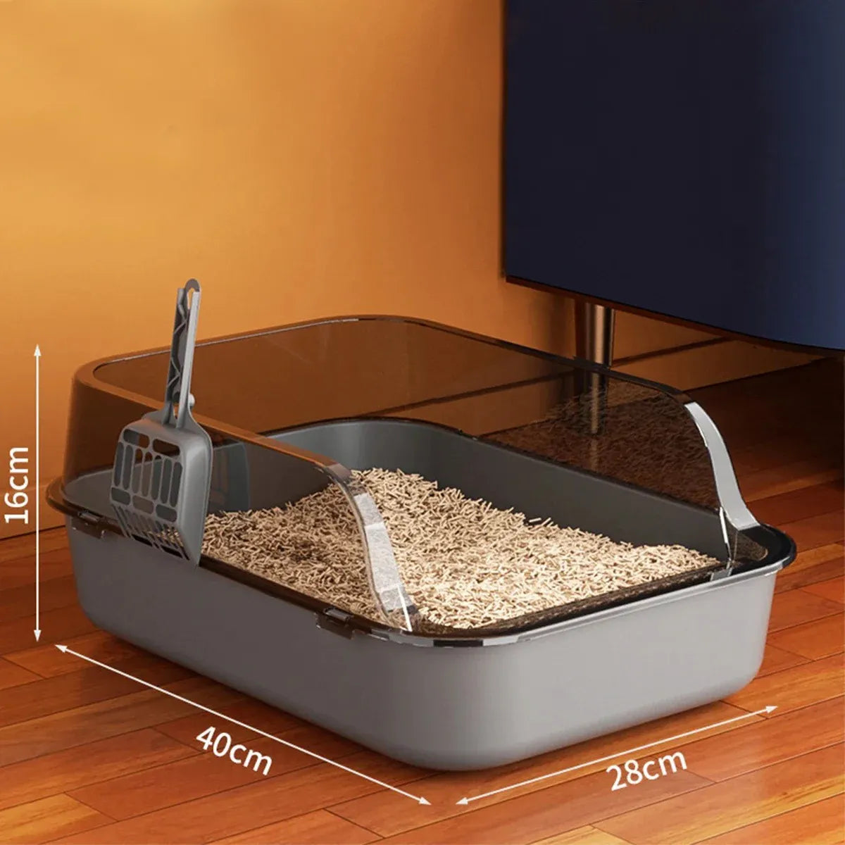 Caixa de Areia para Gatos Semi-fechada Transparente Gatz