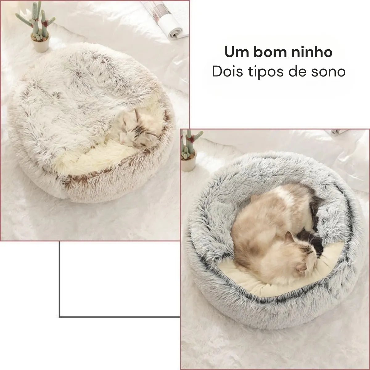 Cama Redonda Ninho para Gatos com Cobertura Gatz