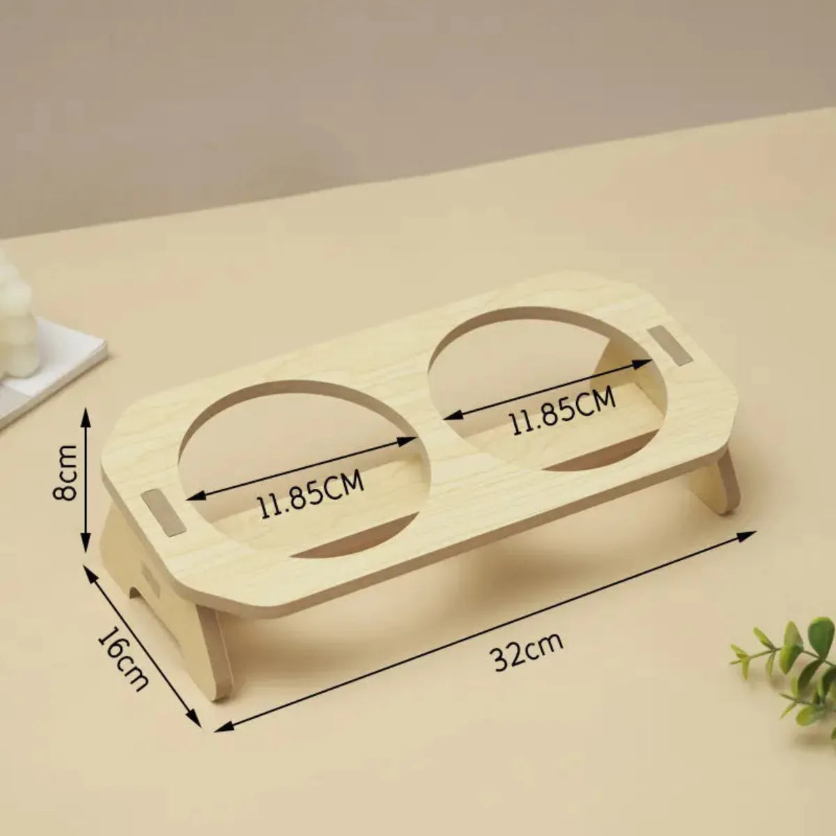 Comedouro para Gatos Duplo Madeira Tigela Aço Inox Gatz