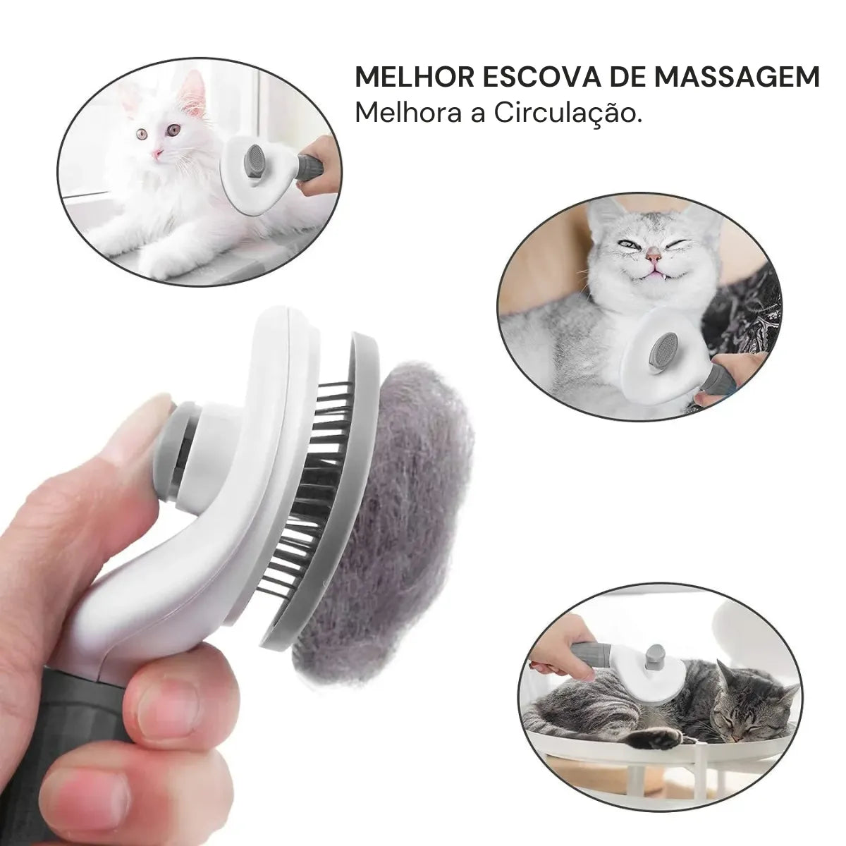 Escova de Remoção de Pelos para Gatos Pente Autolimpante Gatz