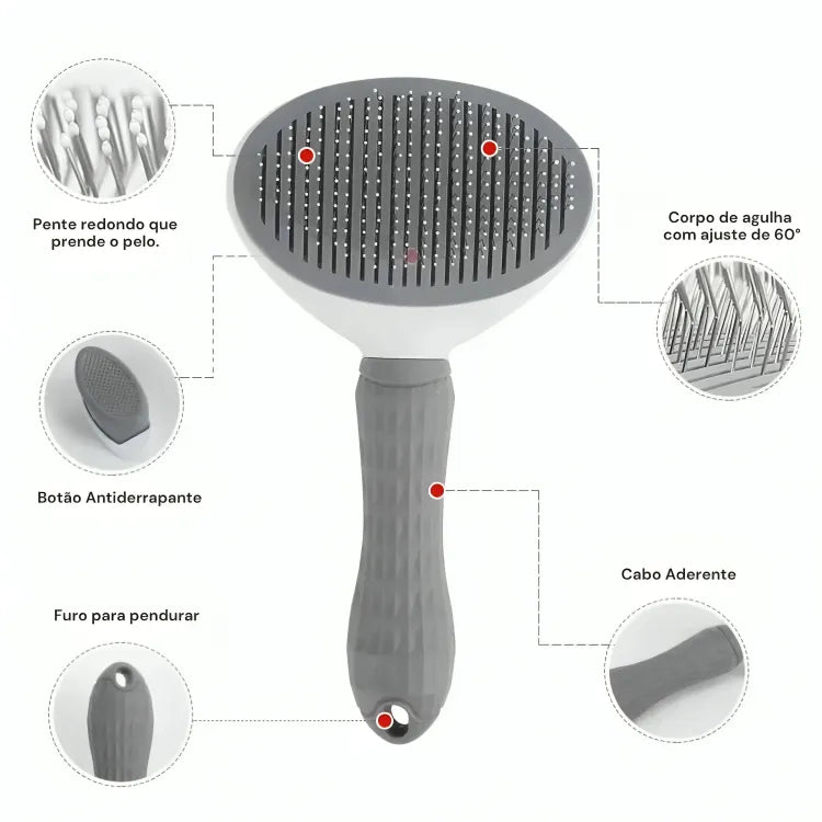 Escova de Remoção de Pelos para Gatos Pente Autolimpante Gatz
