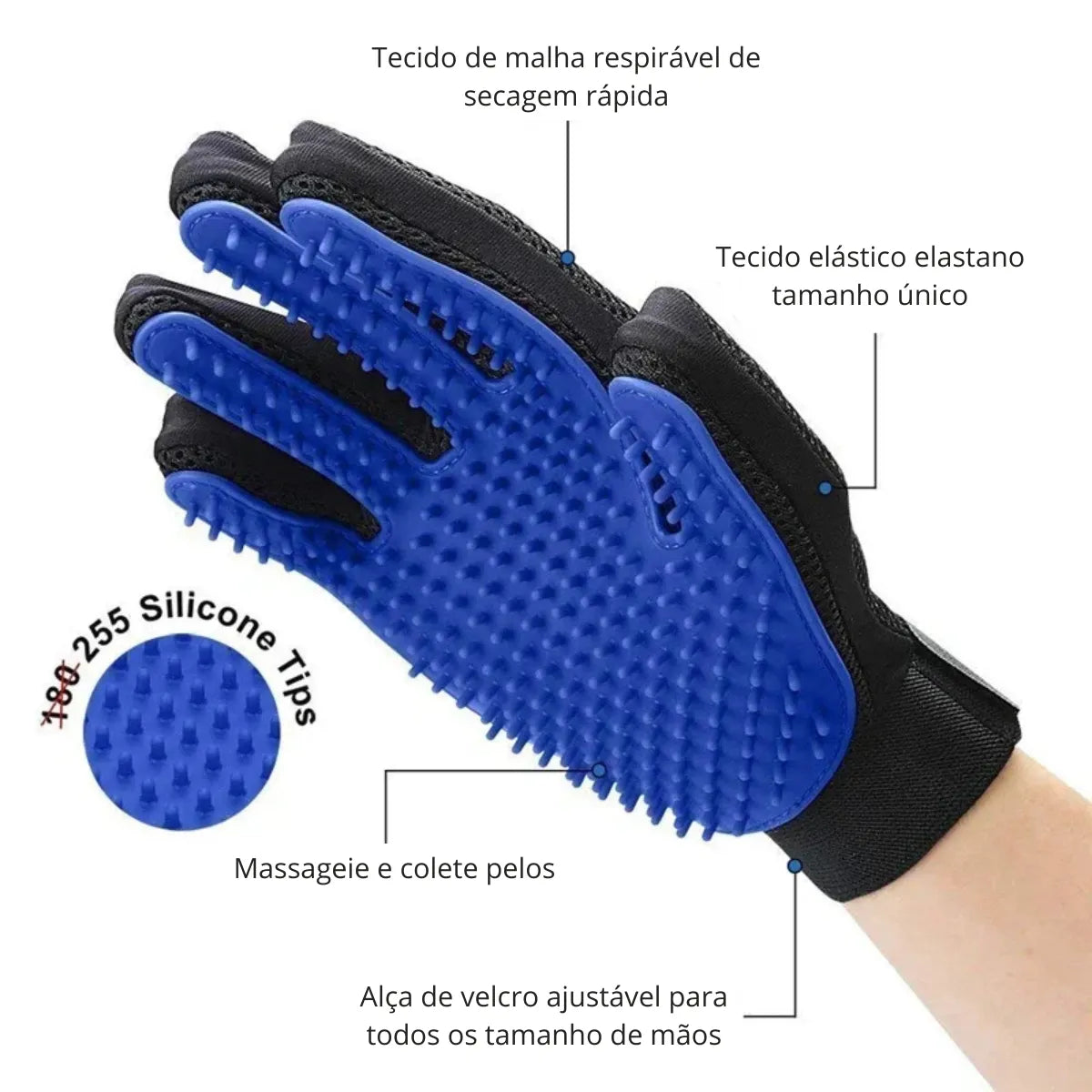 Luva Removedora de Pelos de Gatos Ajustável Gatz